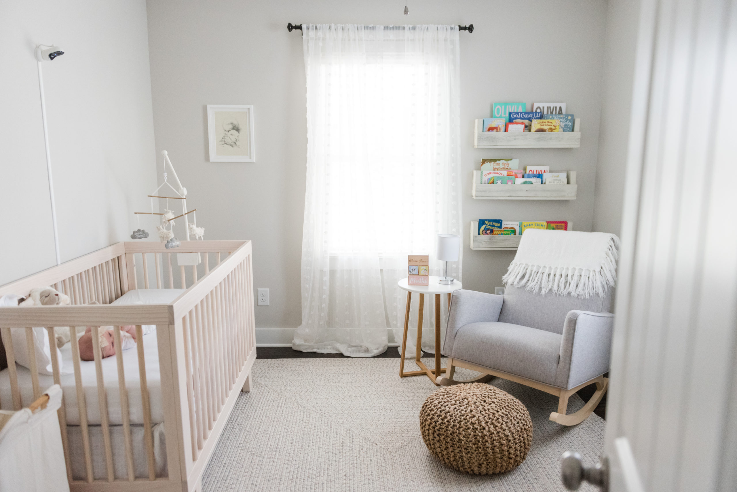 Olivia's Soft Gray and Neutral Lamb Baby Nursery - Sweet Williams Photography is a lifestyle, engagement and wedding photographer serving the Nashville, Tennessee area.